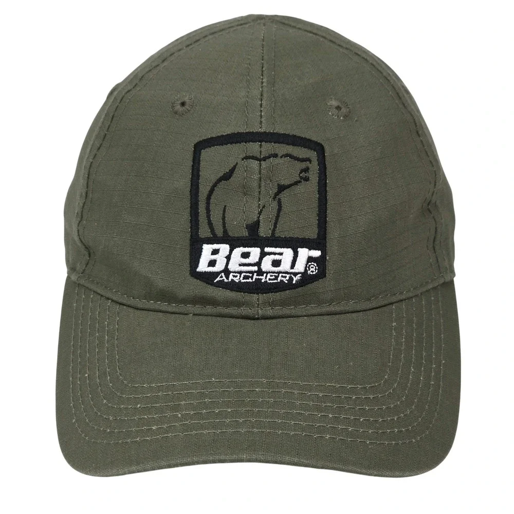 Bear Archery Ripstop Baseball Cap Hat OSFA Olive Green Embroidered Logo Hunting